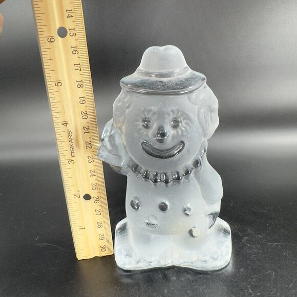 Vintage Viking Glass Clown Figurine Paperweight Frosted Clear Heavy Crystal Vtg - Picture 5 of 13